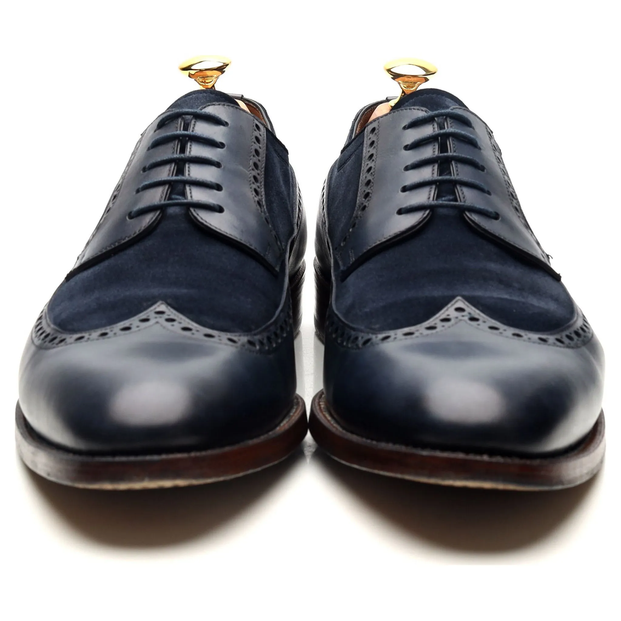 '082' Navy Blue Two Tone Leather Derby Brogues UK 10.5