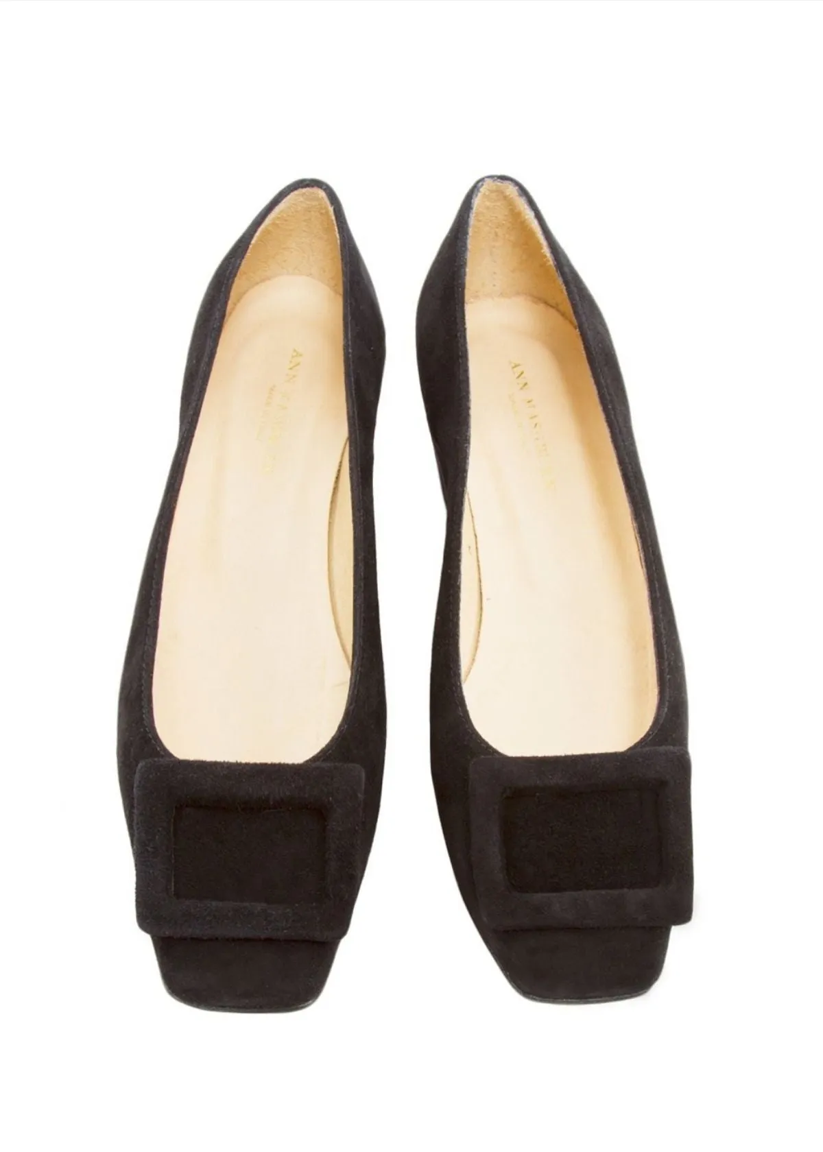 ANN MASHBURN Buckle Shoe in Black Suede