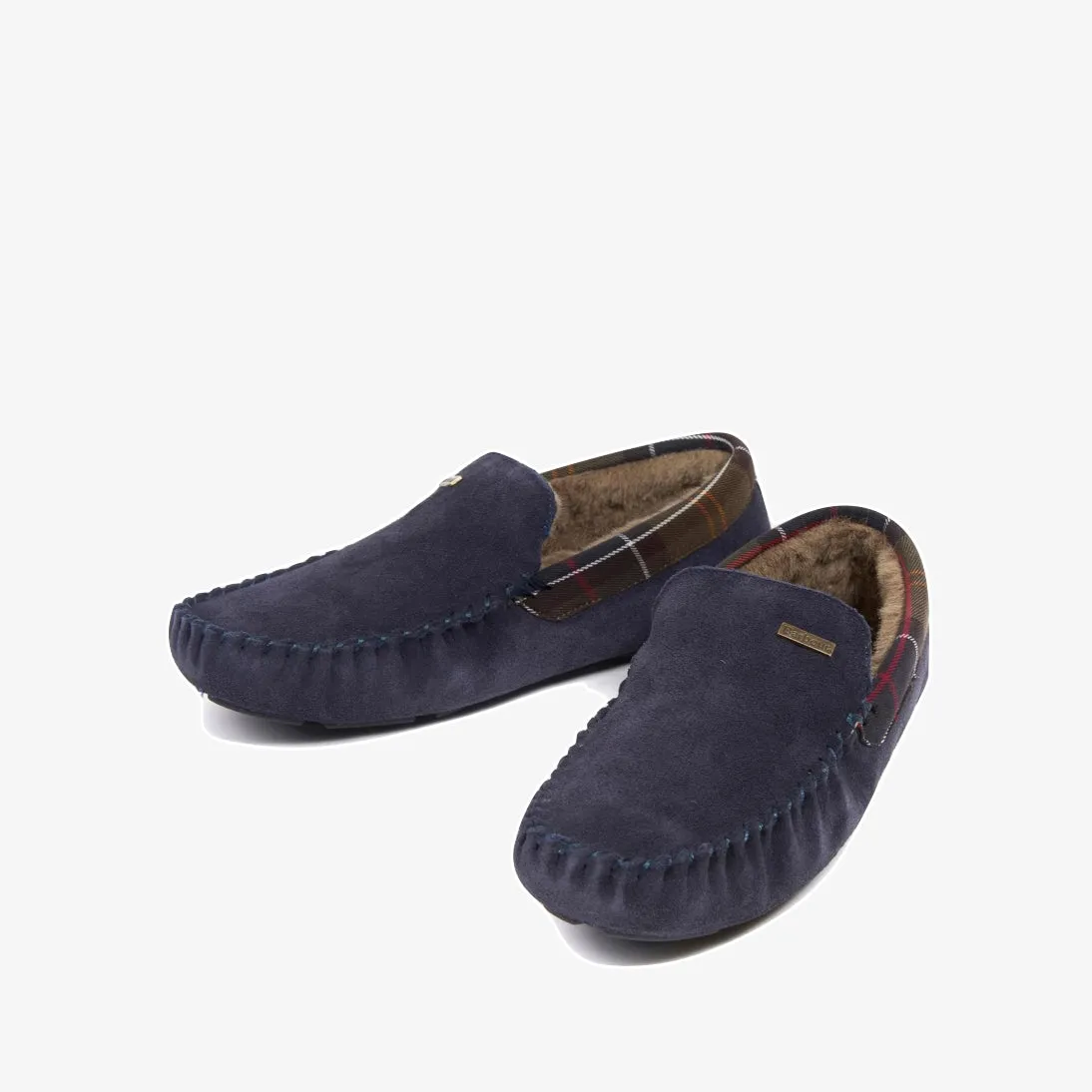 Barbour Monty Suede Fur Slippers MSL0001 Navy