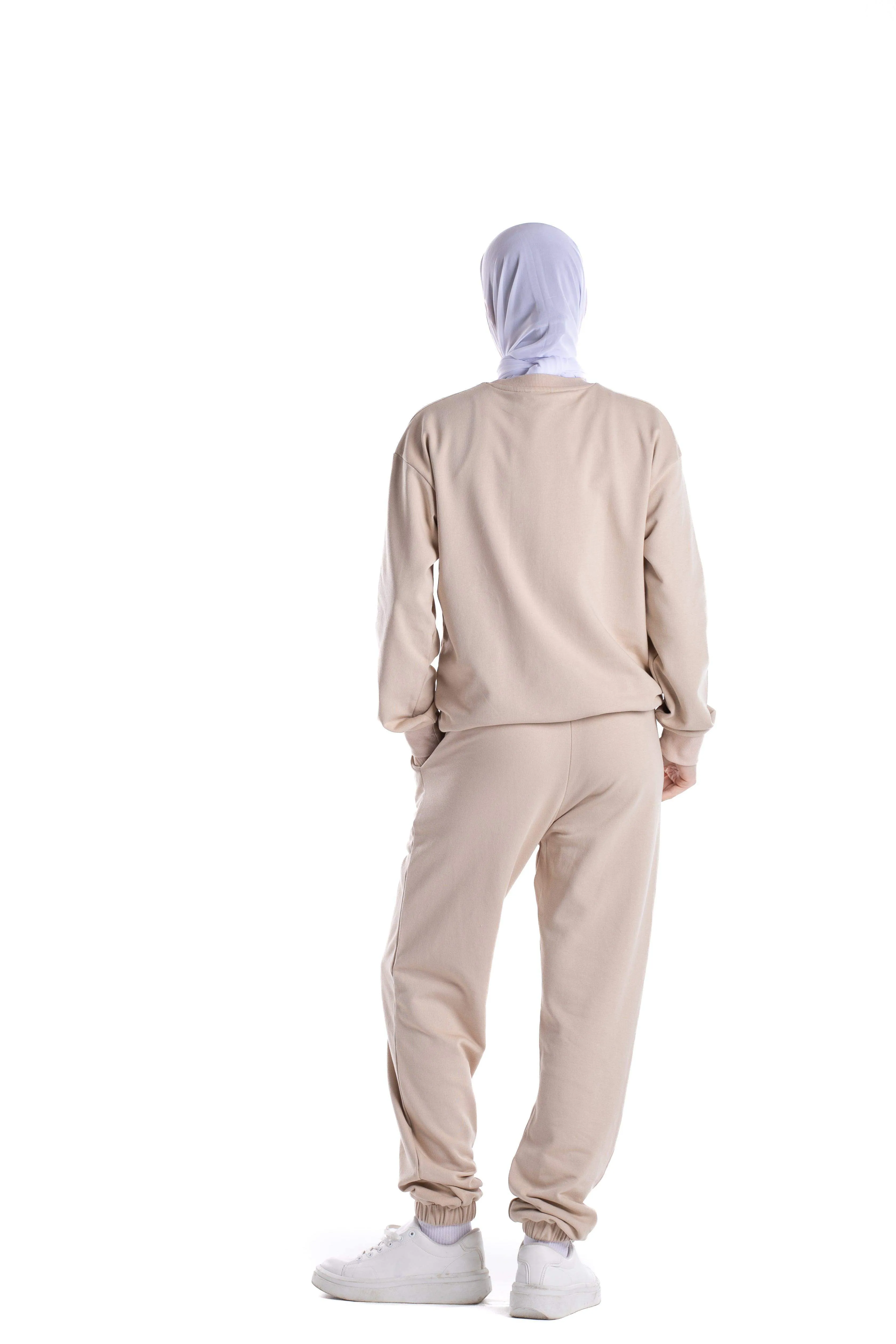 Beige Cotton Lounge Jogger