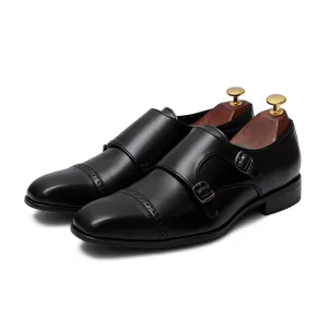 BENJAMIN | BLACK SQUARE TOE DOUBLE MONK