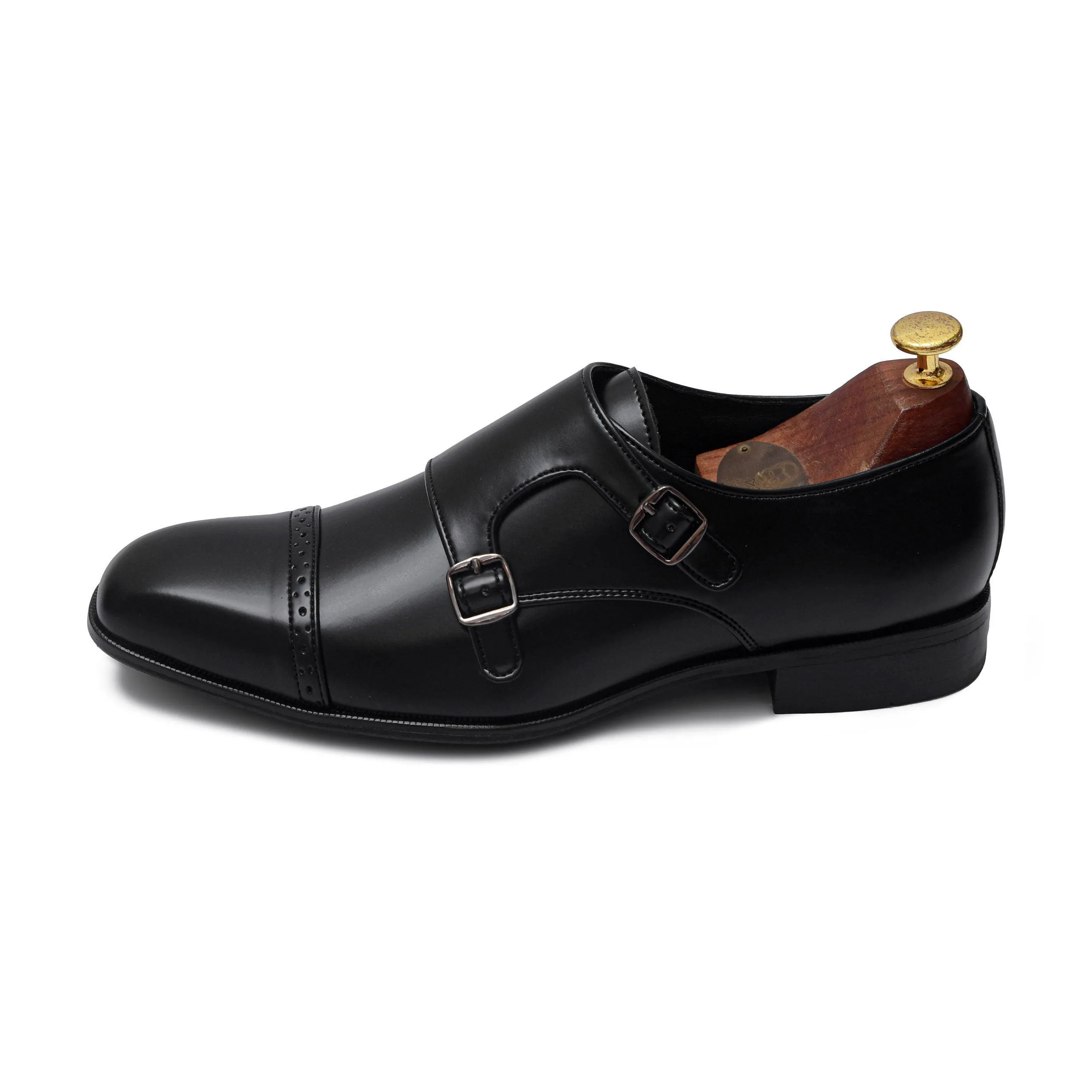 BENJAMIN | BLACK SQUARE TOE DOUBLE MONK