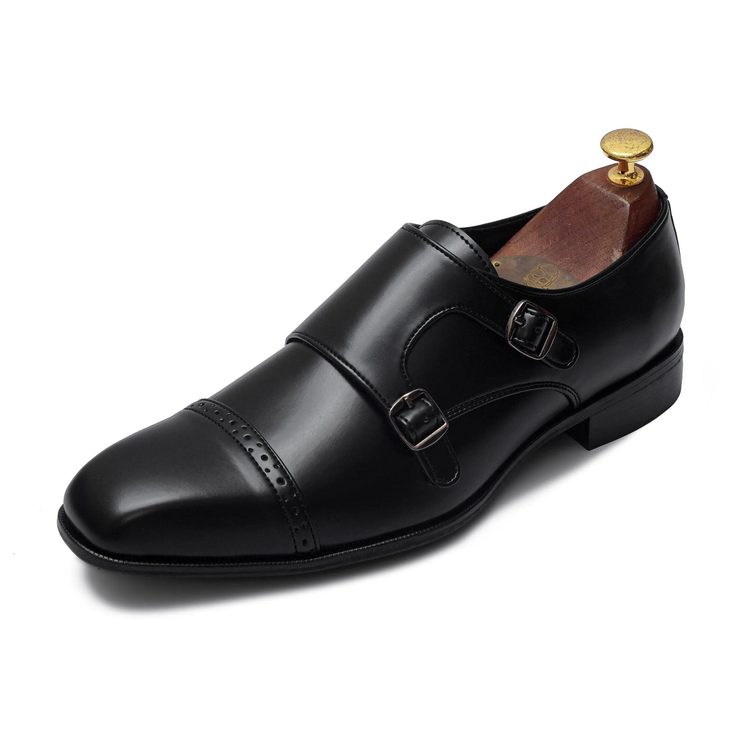 BENJAMIN | BLACK SQUARE TOE DOUBLE MONK