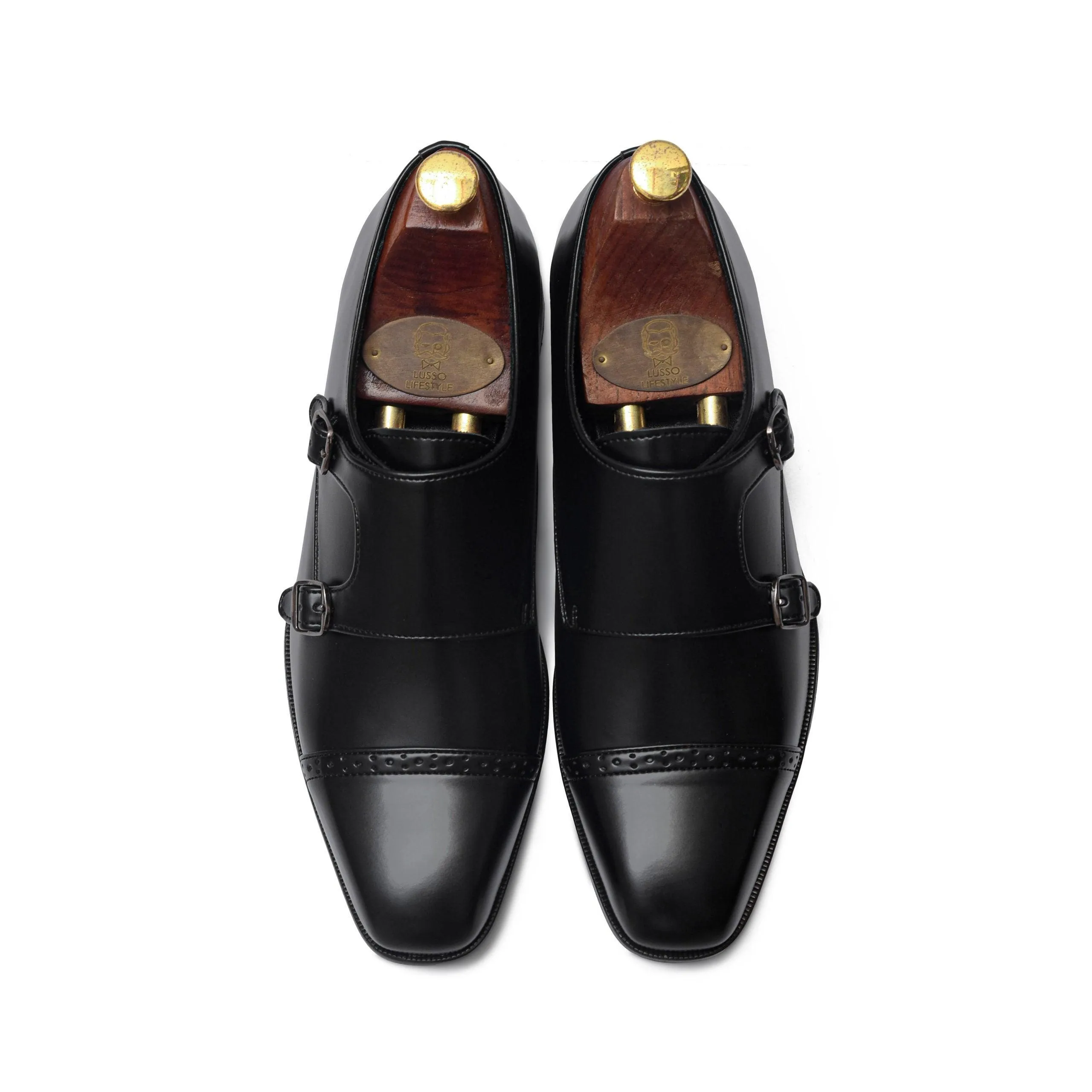 BENJAMIN | BLACK SQUARE TOE DOUBLE MONK