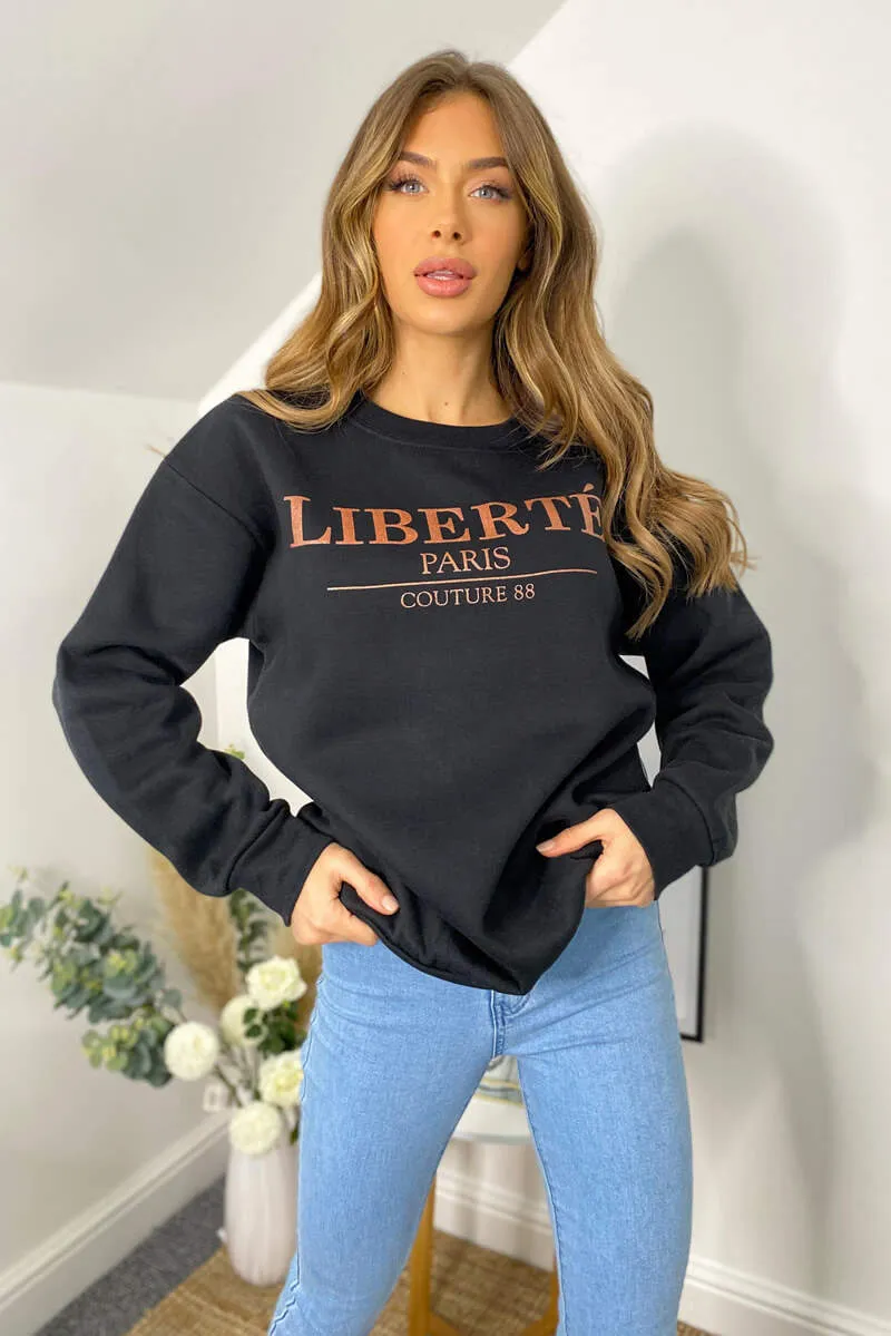 Black Liberte Printed Sweatshirt