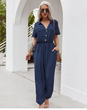 Boho Chic Jumpsuit in Navy Blue