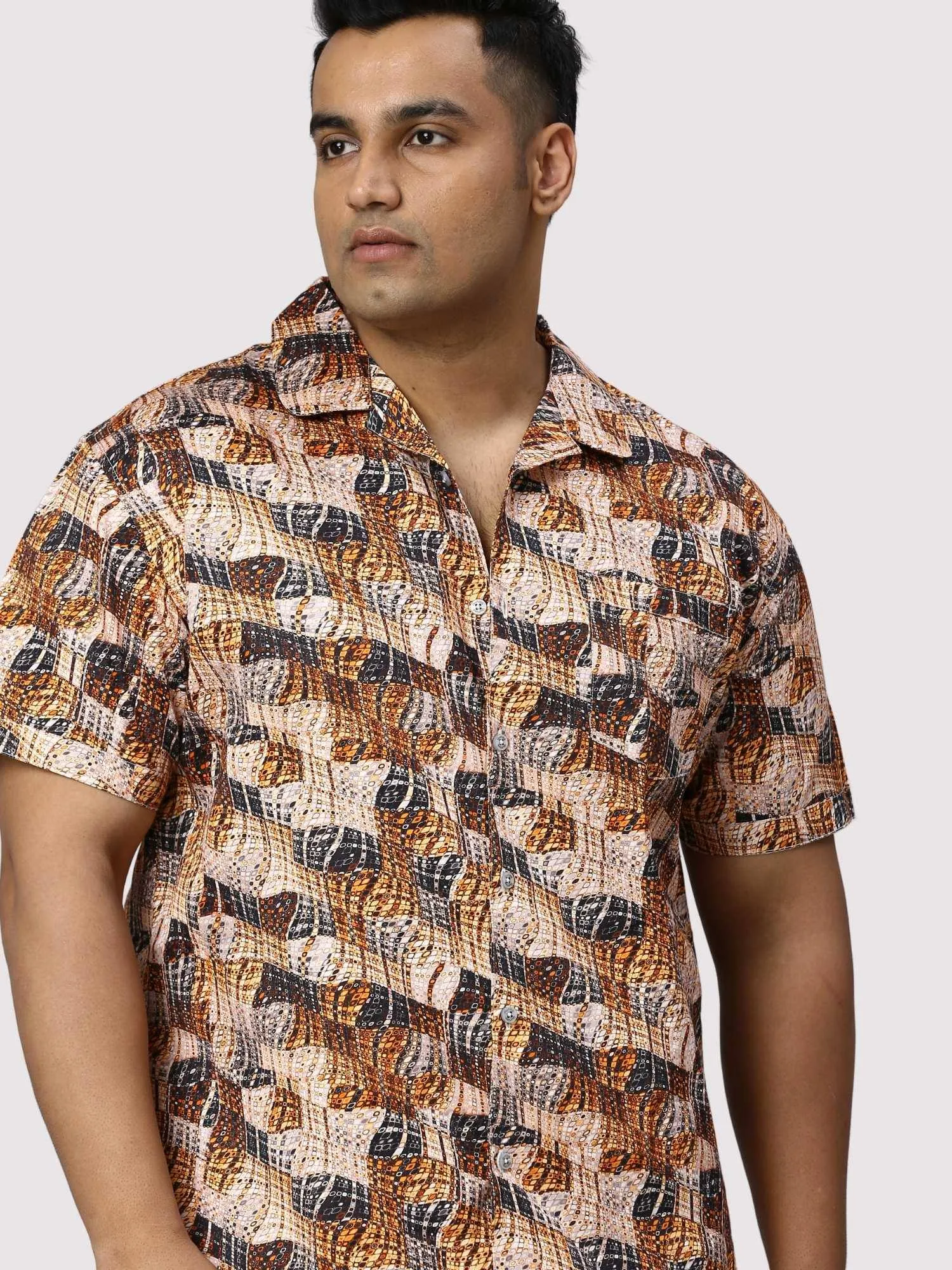 Brass Waves Digital Printed Half Co-Ords Men's Plus Size