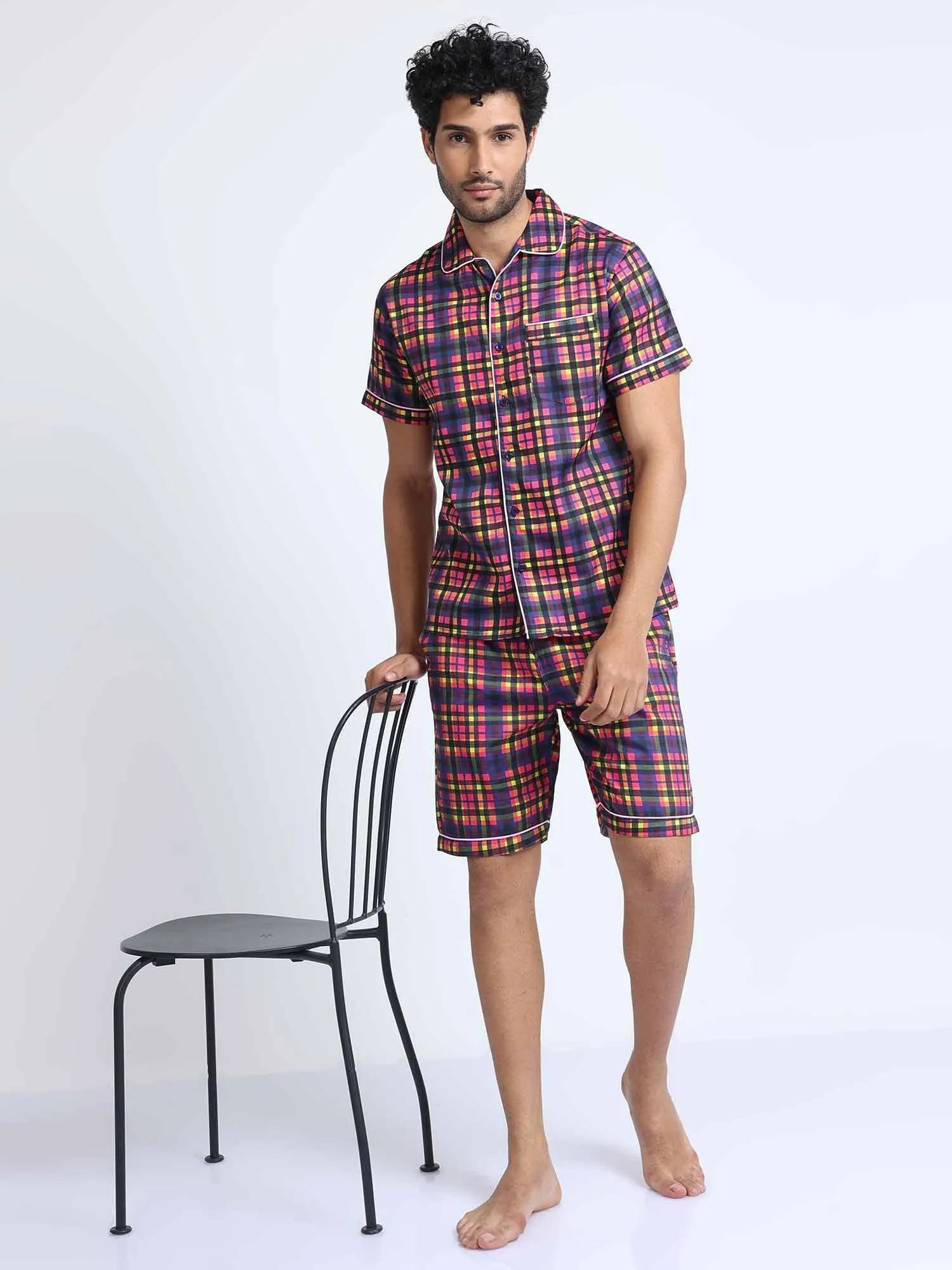 Bright Checks Digital Printed Half Sleeve Co-Ords