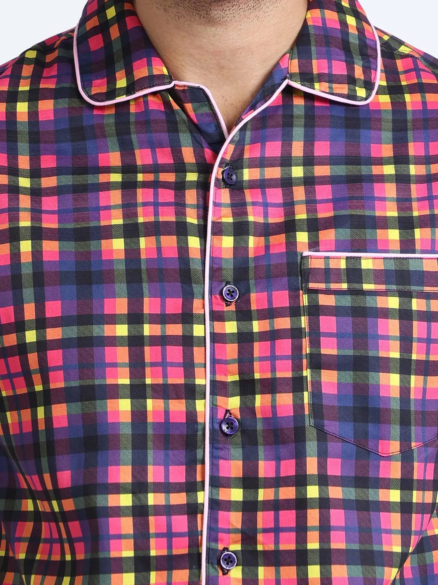 Bright Checks Digital Printed Half Sleeve Co-Ords