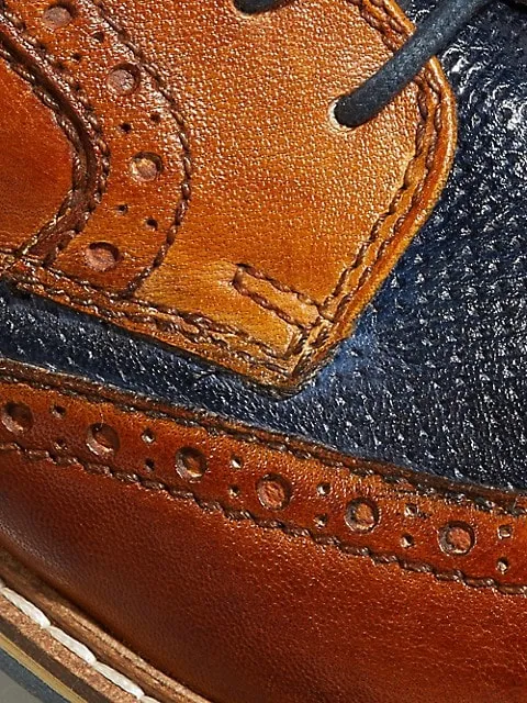 Bugatti - COGNAC / BASILEO COLOURBLOCK LEATHER BROGUES