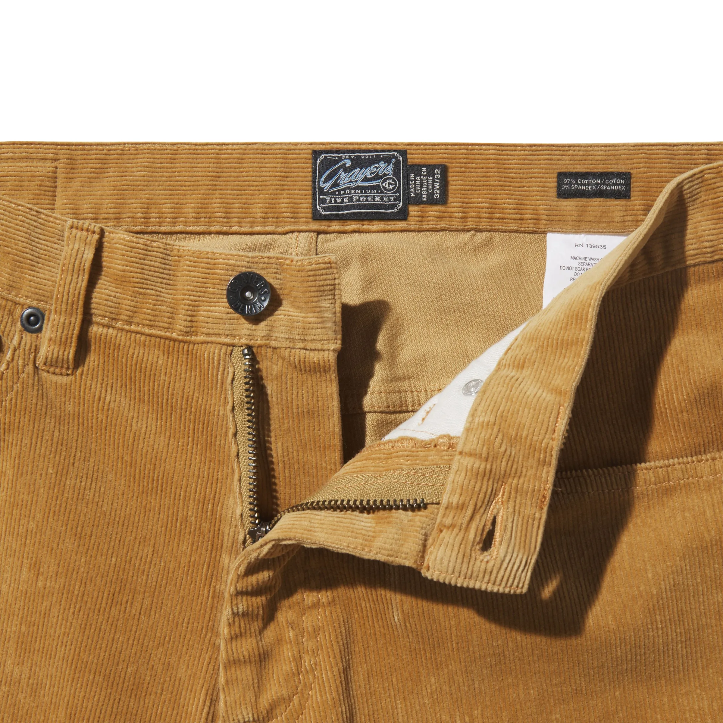 Burlington 5 Pocket Stretch Corduroy - Saddle