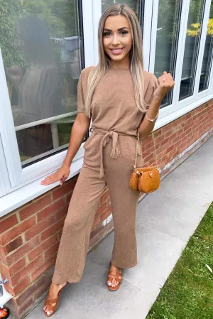 Camel Knitted Jumpsuit