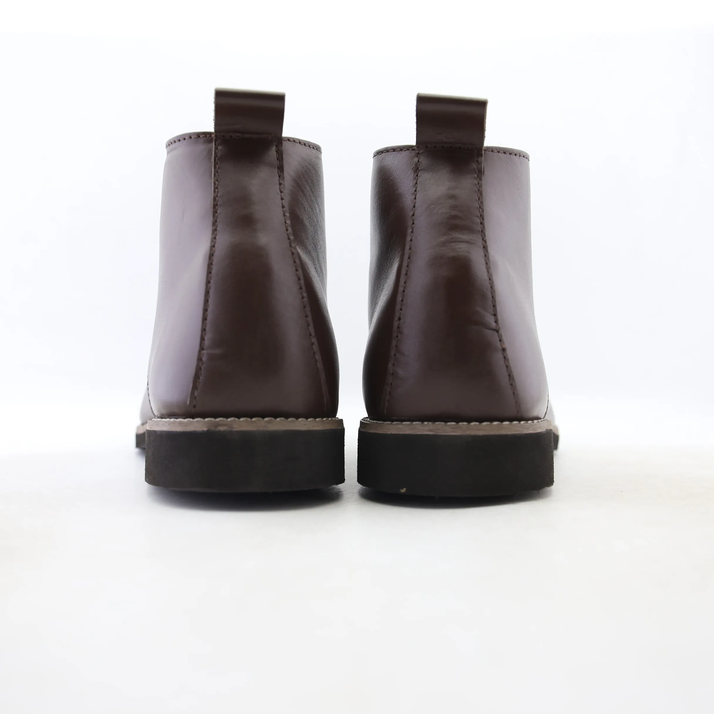 Capital Footwear - LEATHER PLAIN-TOE BOOT - DARK BROWN