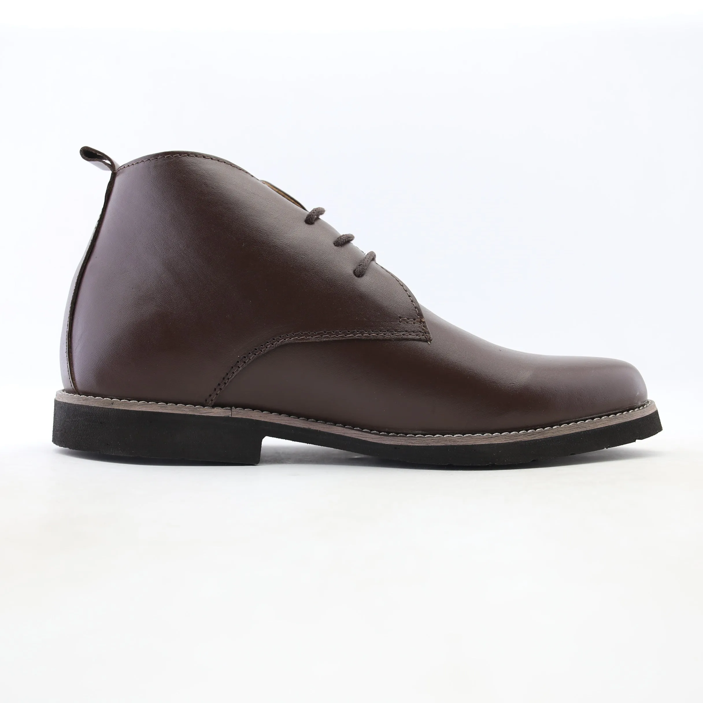 Capital Footwear - LEATHER PLAIN-TOE BOOT - DARK BROWN