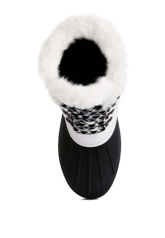 Capucine Fur Collar Contrasting Lug Sole Winter Boots