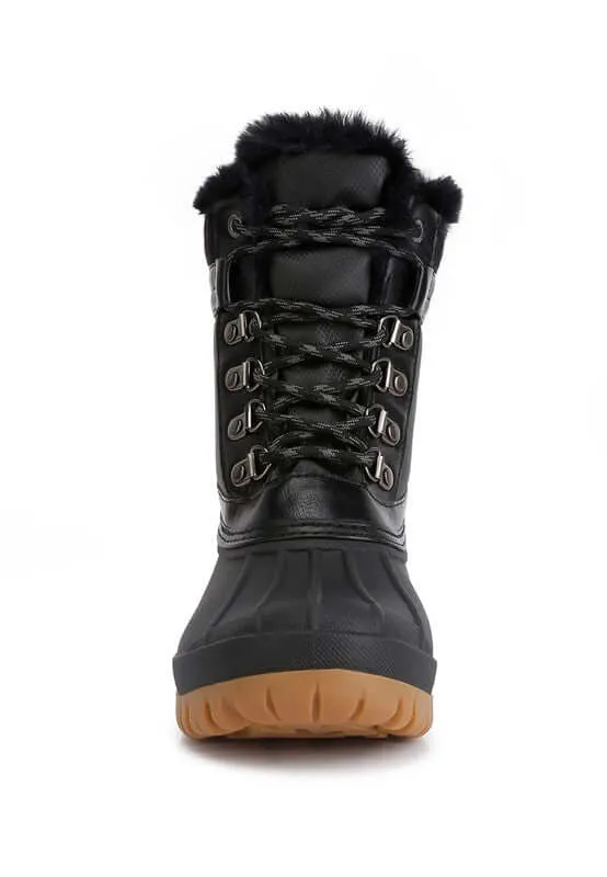 Capucine Fur Collar Contrasting Lug Sole Winter Boots