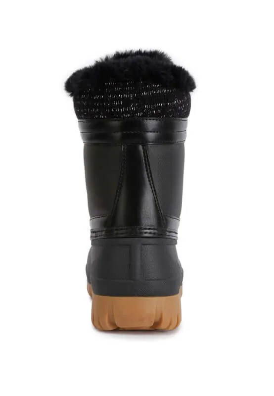 Capucine Fur Collar Contrasting Lug Sole Winter Boots