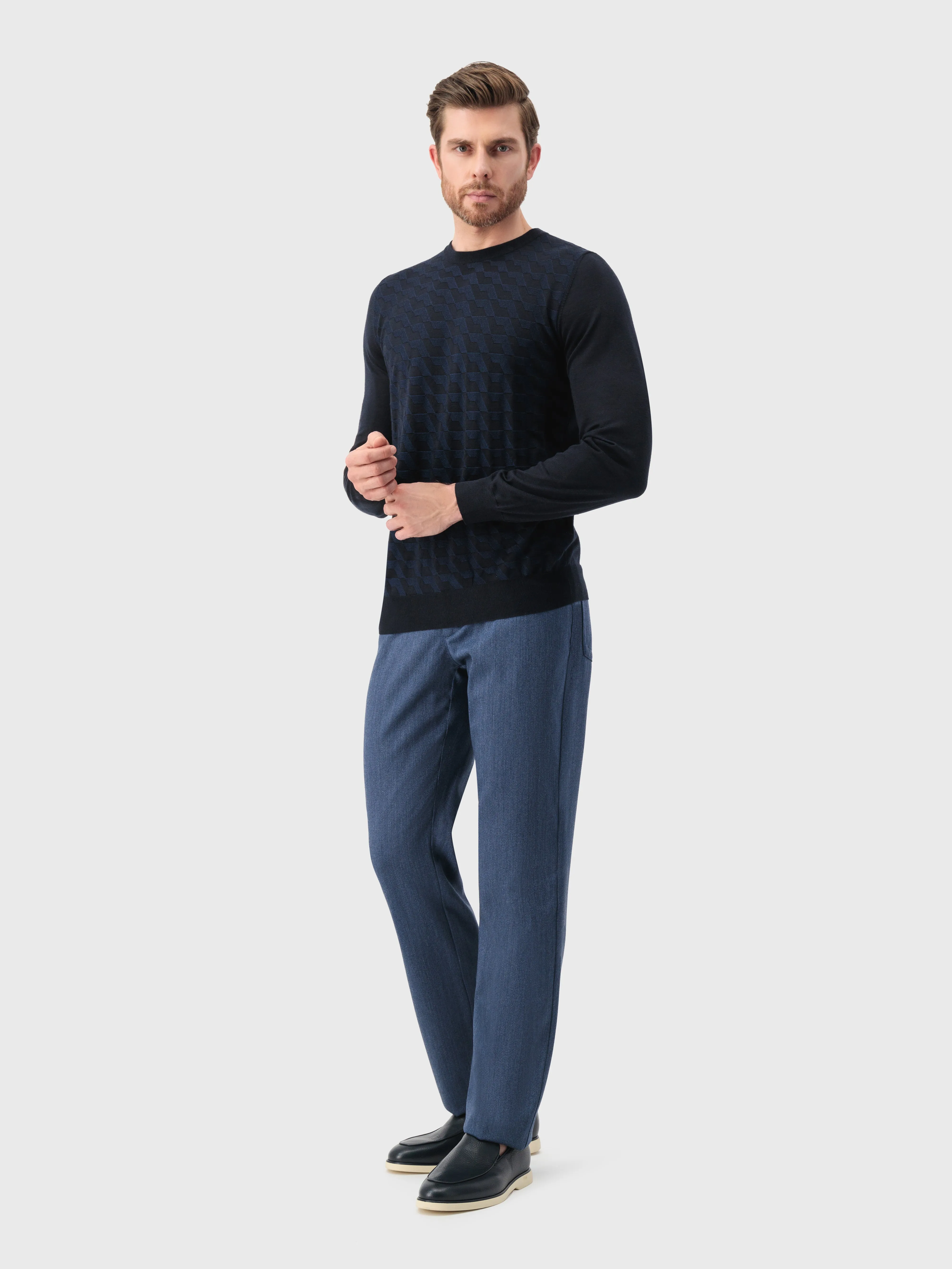 Cashmere and Silk Pullover Dark Navy