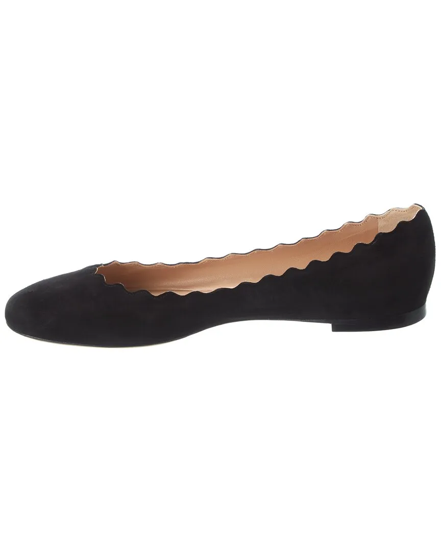 Chloé Lauren Scalloped Suede Ballerina Flat, 36