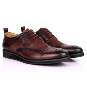 CK  Classic Brogue And Half Suede Designed Leather Shoe