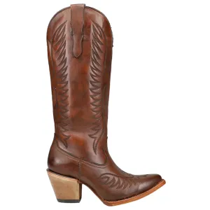 Cognac Embroidered Snip Toe Cowboy Boots