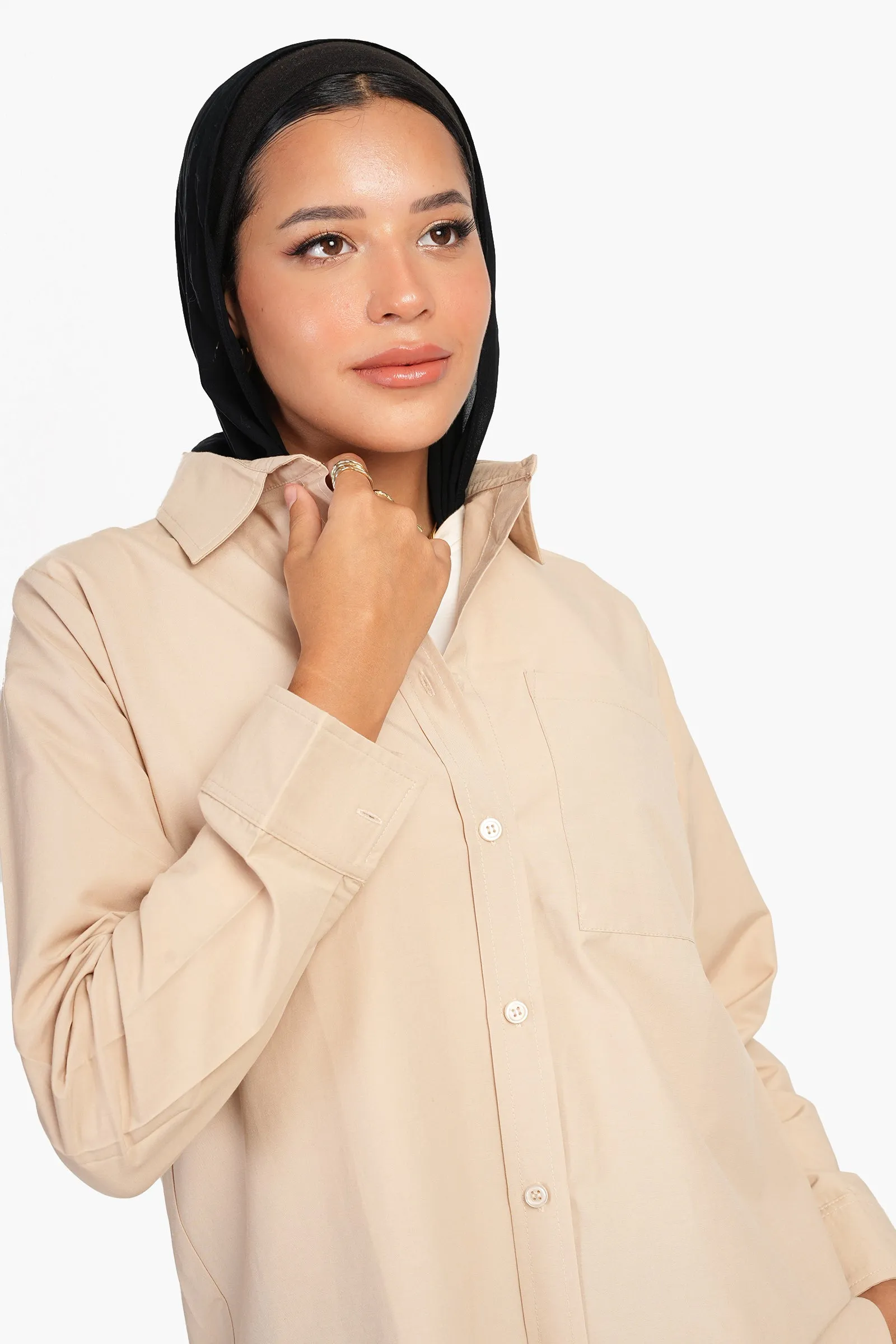 Cotton Blend Button-Down Shirt