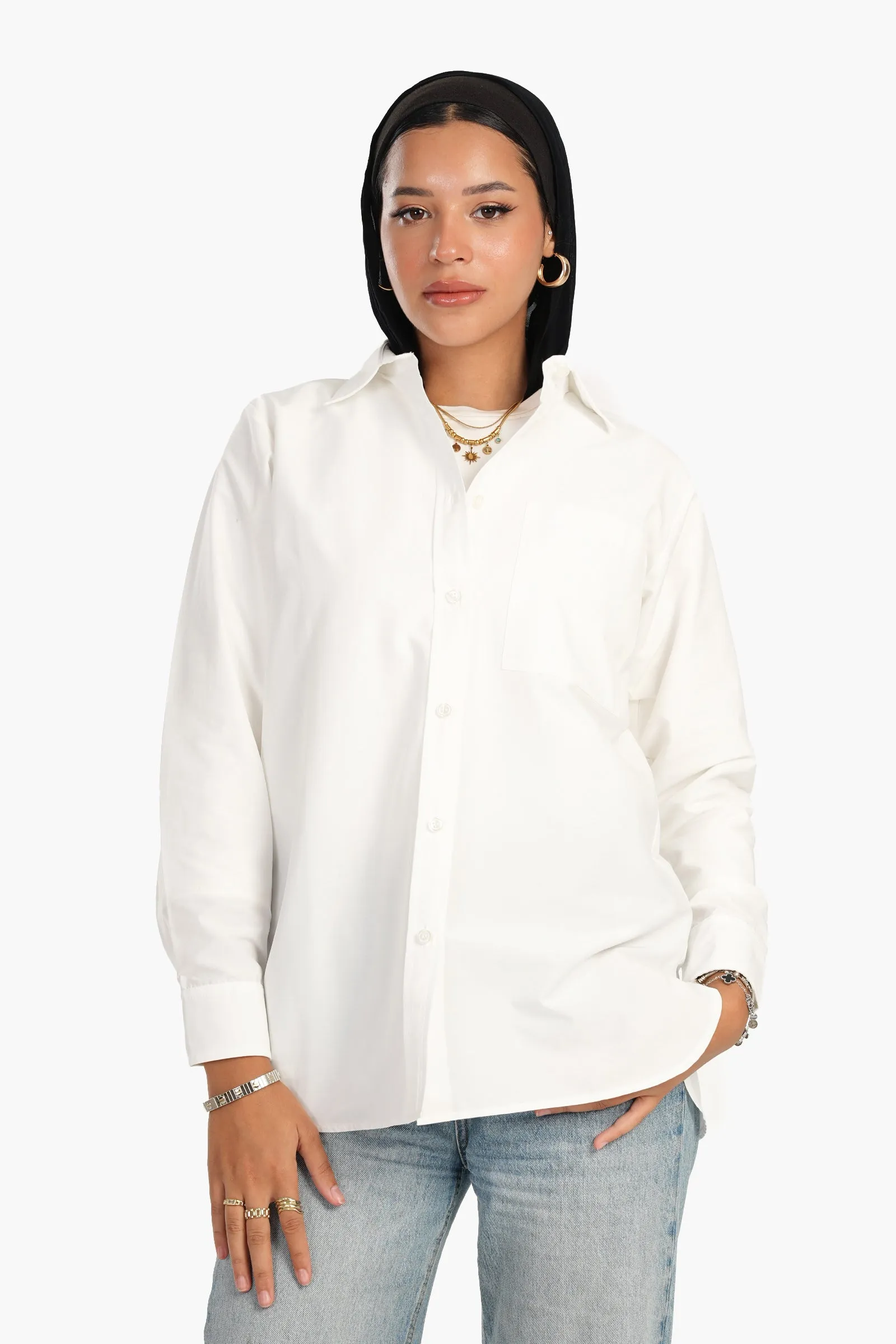 Cotton Blend Button-Down Shirt