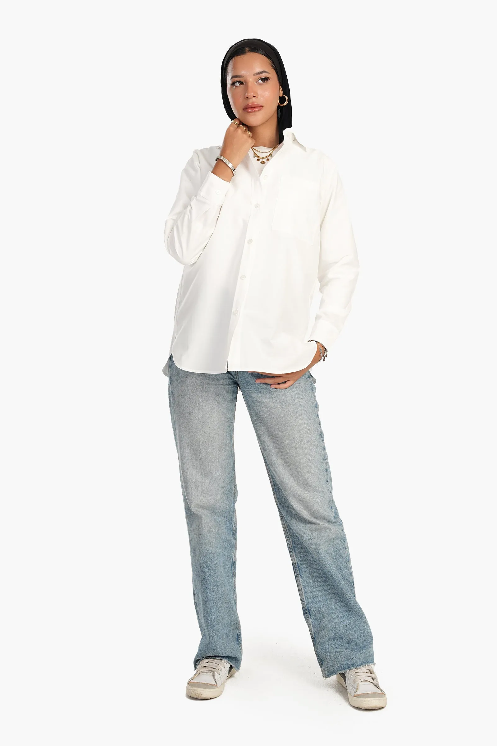 Cotton Blend Button-Down Shirt