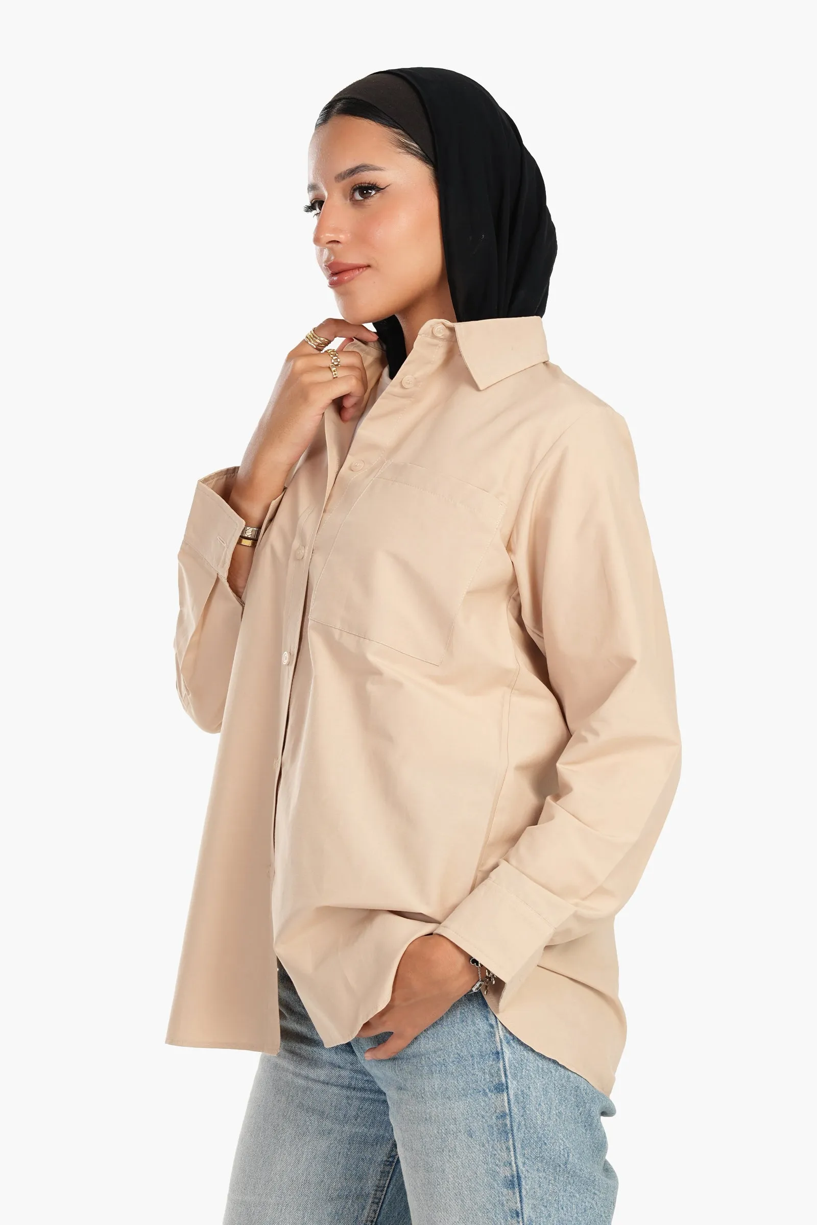 Cotton Blend Button-Down Shirt