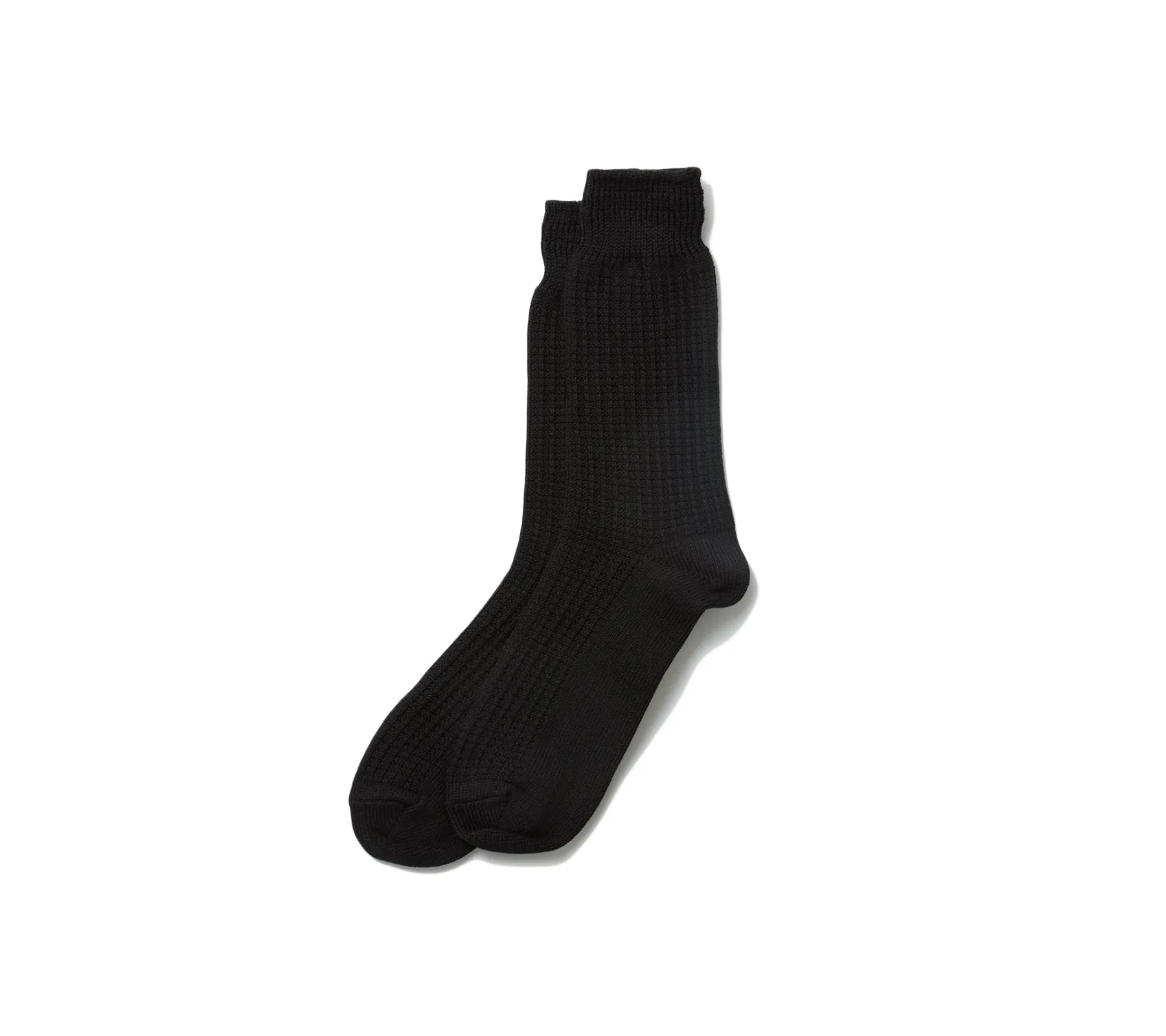 Cotton Waffle Crew Socks | Black