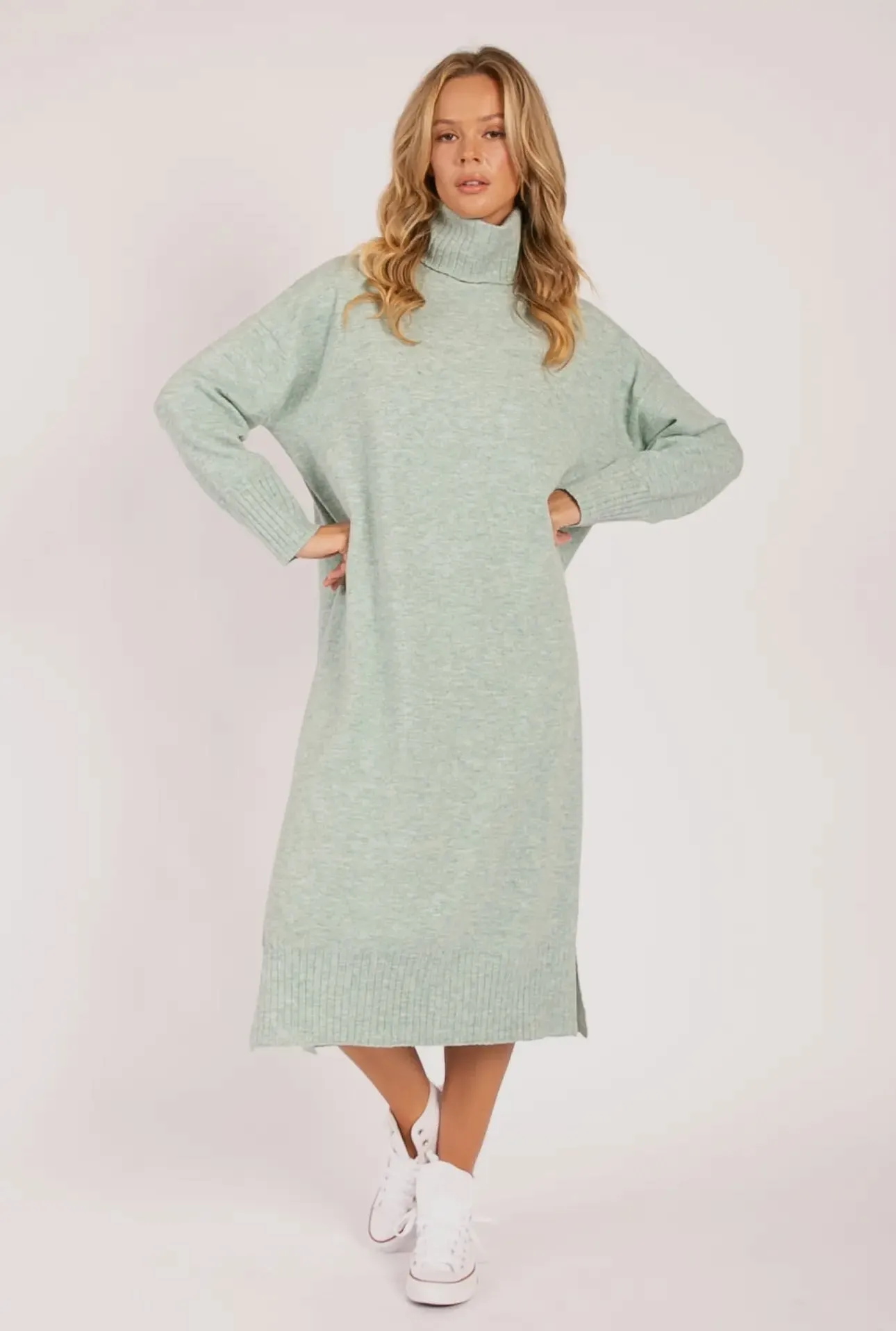 Cozy Oversized Knit Turtleneck Dress