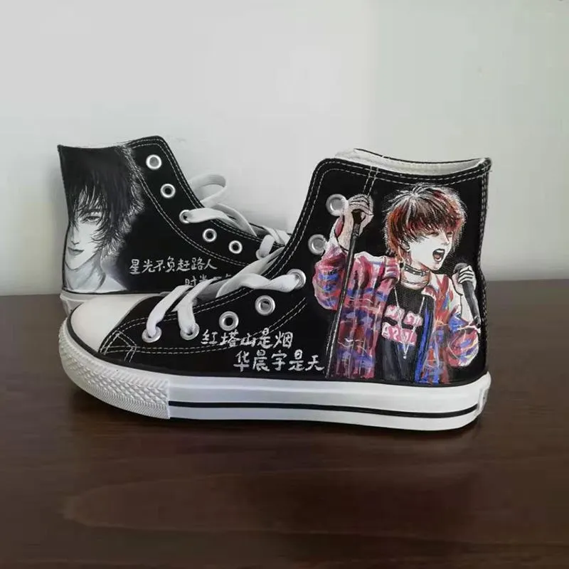 Custom Made Personalised Hand Painted High Top Sneakers Canvas Trainers