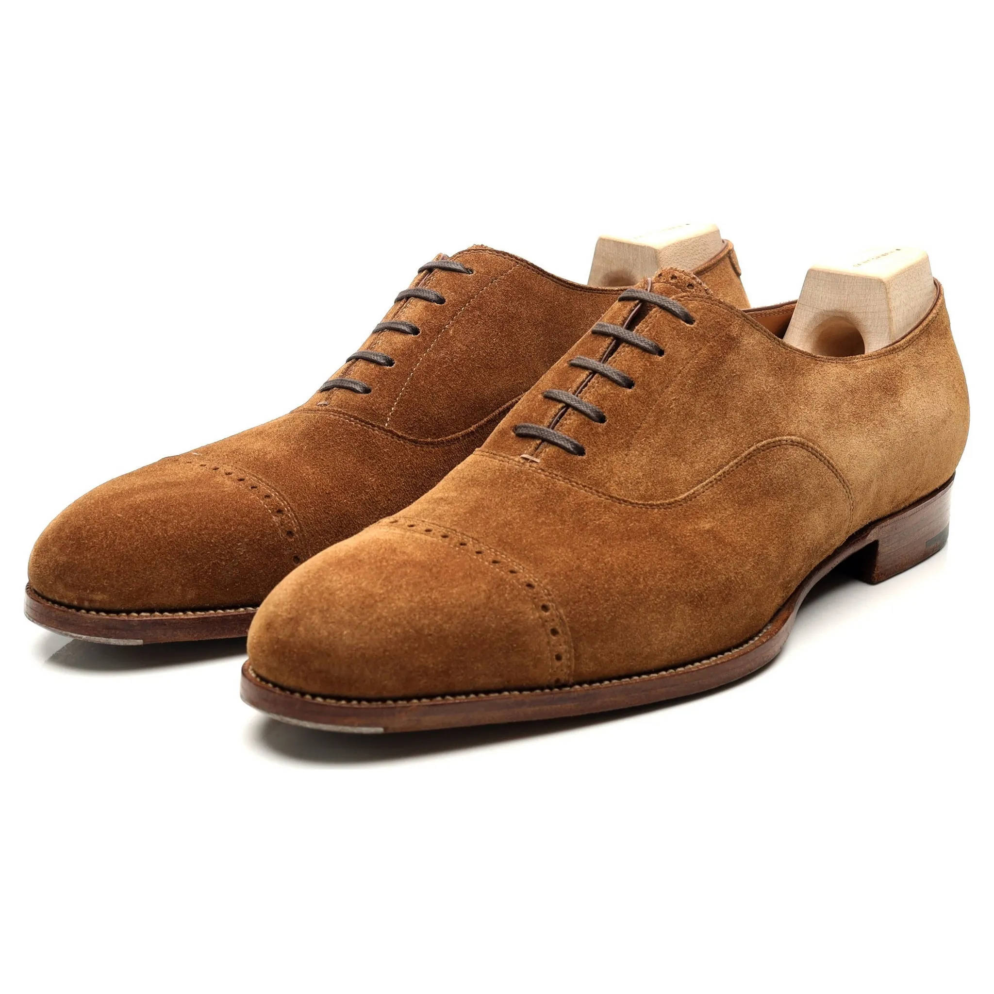 Drake's Tan Brown Suede Oxford Semi Brogues UK 10 F