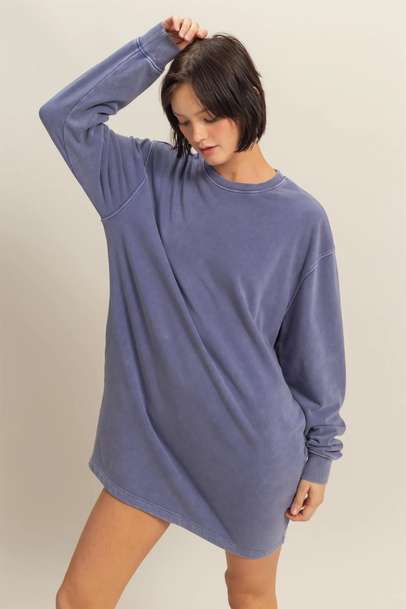 DZ25E114-Long Sleeve Oversized Mini Dress