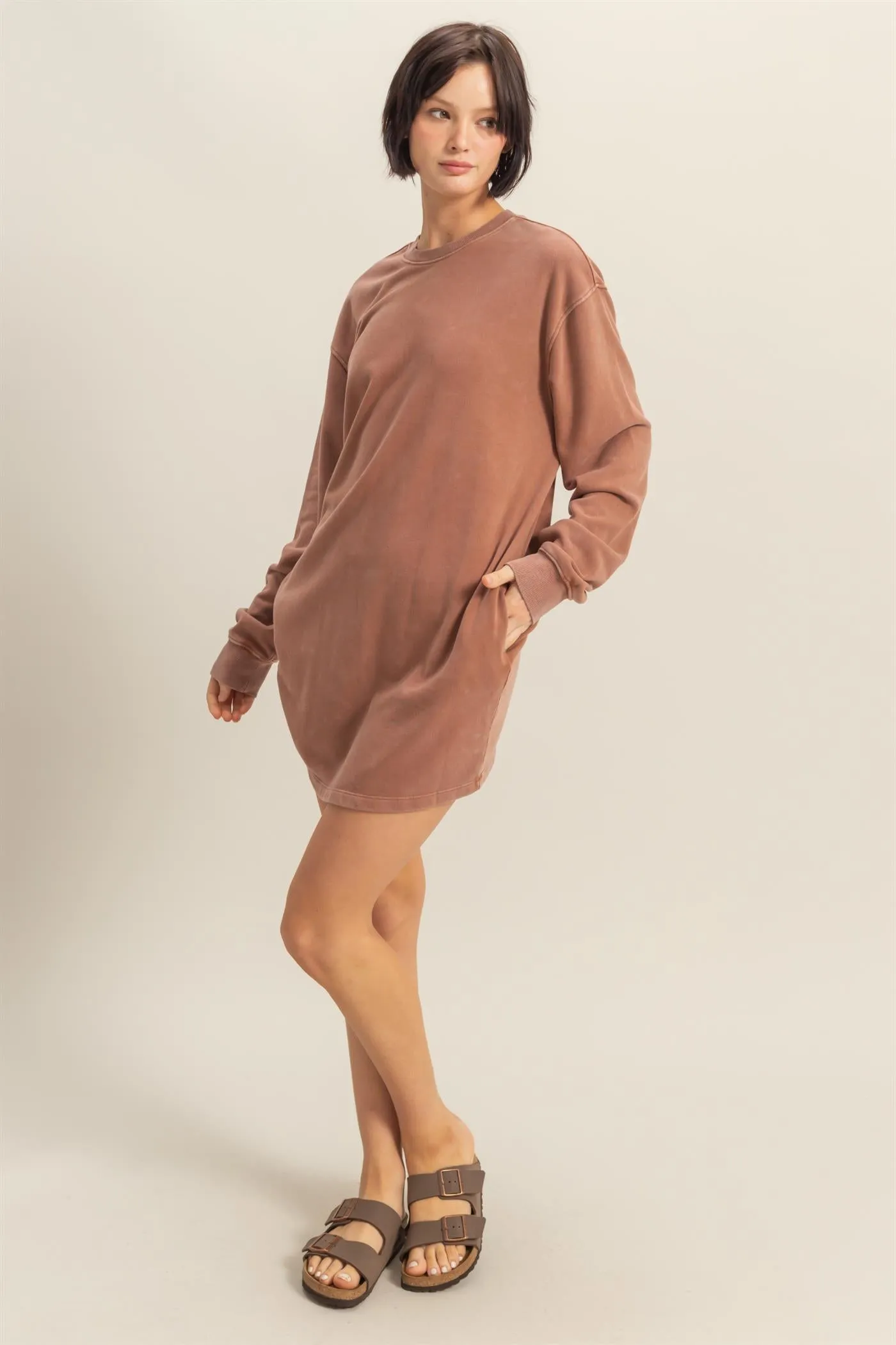 DZ25E114-Long Sleeve Oversized Mini Dress