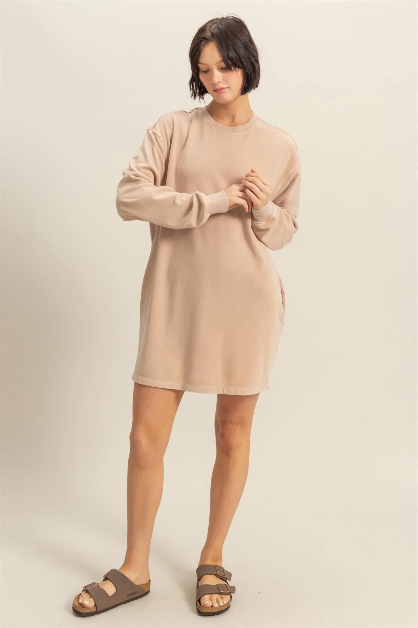 DZ25E114-Long Sleeve Oversized Mini Dress