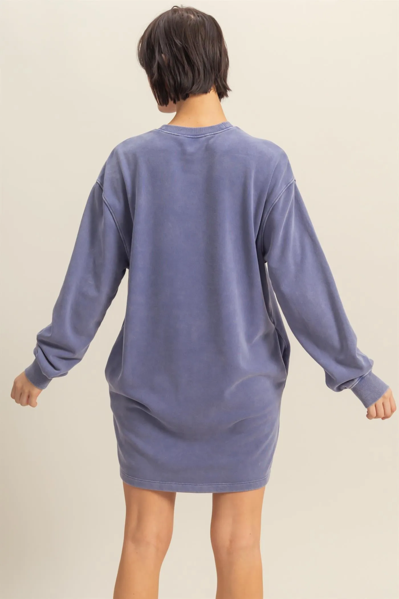 DZ25E114-Long Sleeve Oversized Mini Dress