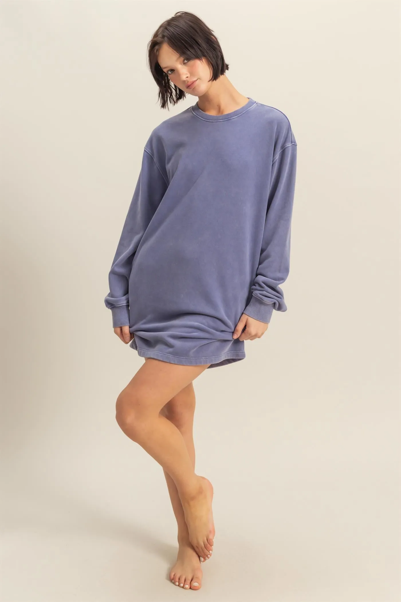 DZ25E114-Long Sleeve Oversized Mini Dress