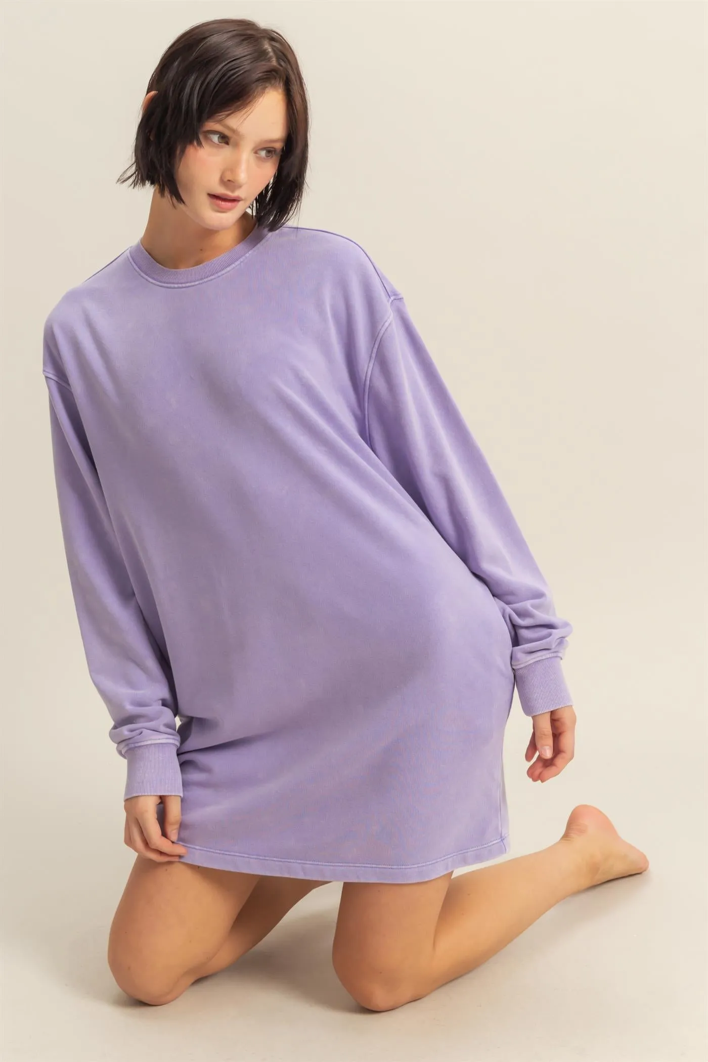 DZ25E114-Long Sleeve Oversized Mini Dress