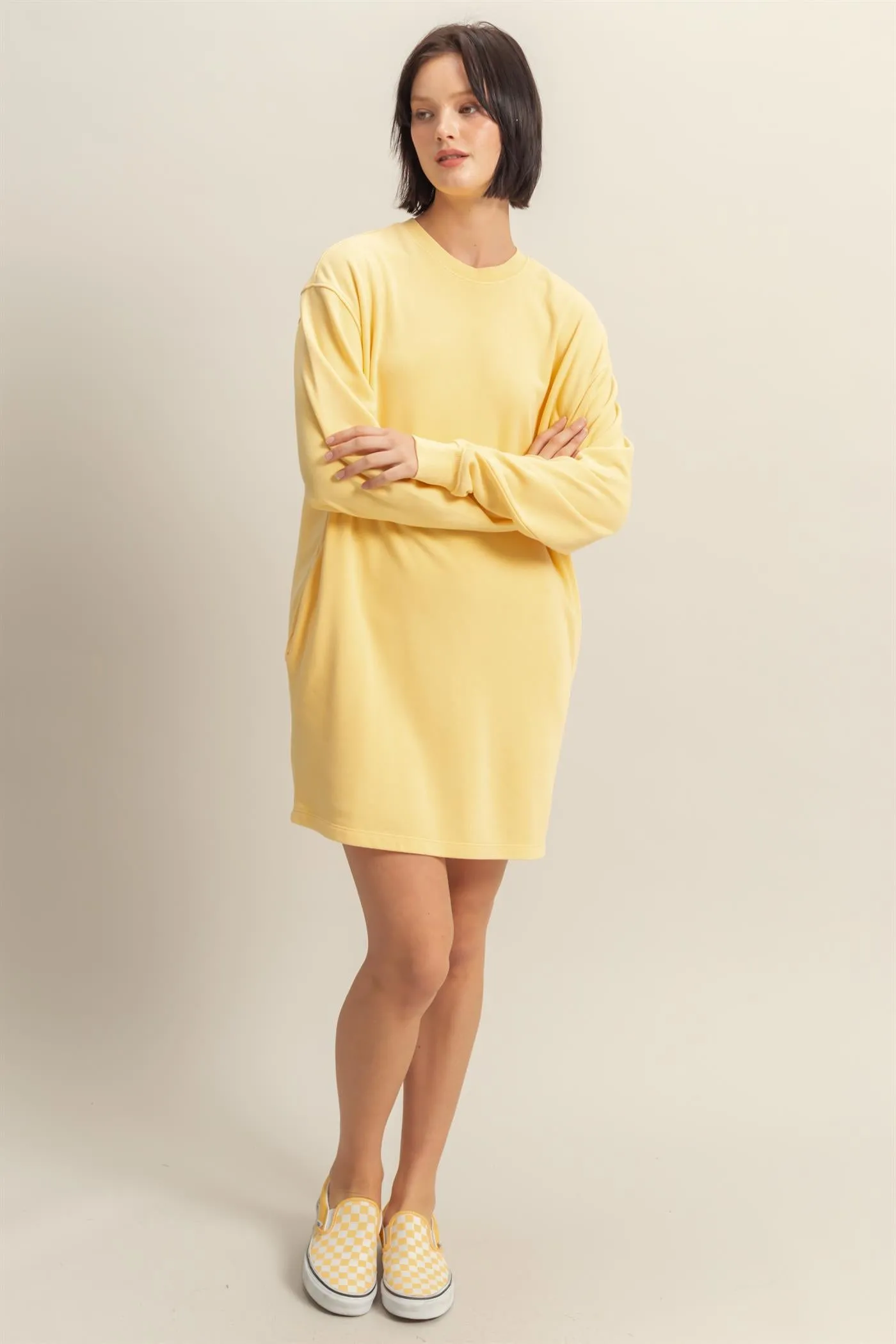 DZ25E114-Long Sleeve Oversized Mini Dress