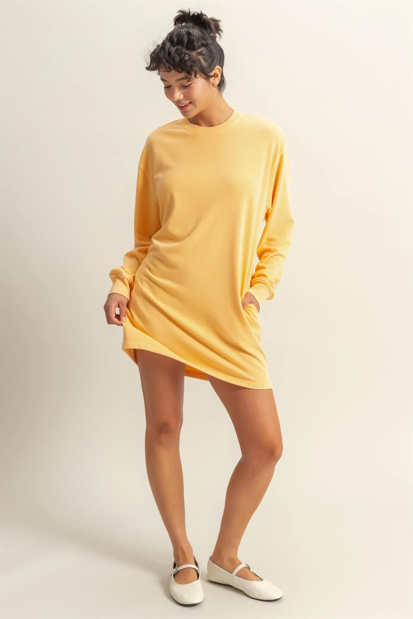 DZ25E114-Long Sleeve Oversized Mini Dress