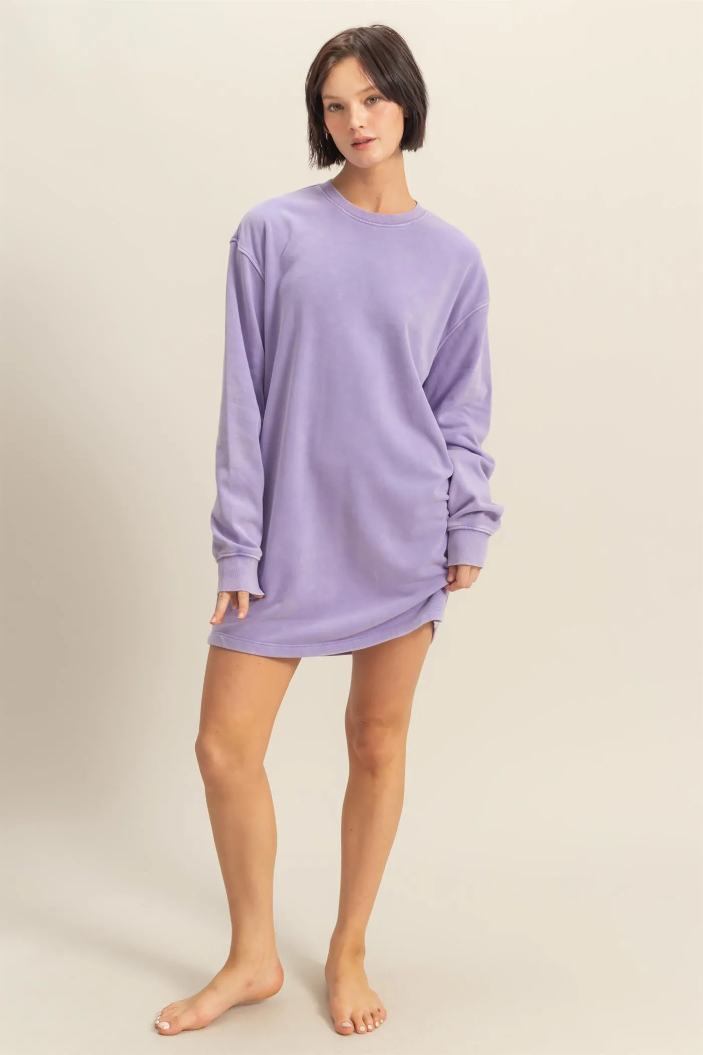 DZ25E114-Long Sleeve Oversized Mini Dress