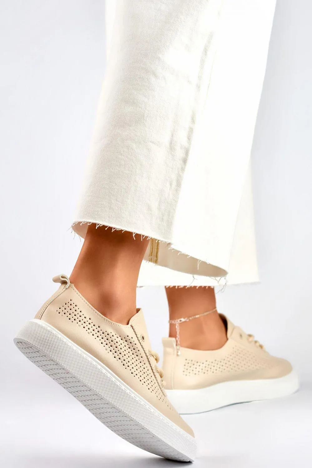 Eco-Friendly White Leather Sneakers with Platform