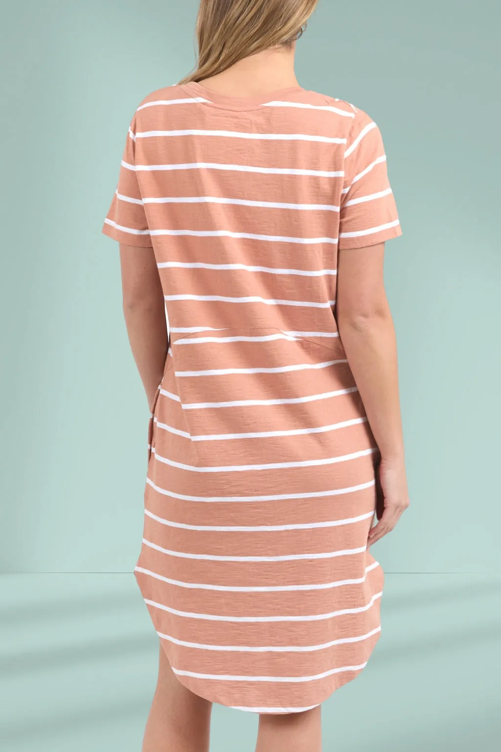 Foxwood Bay Stripe Dress Clay White Stripe