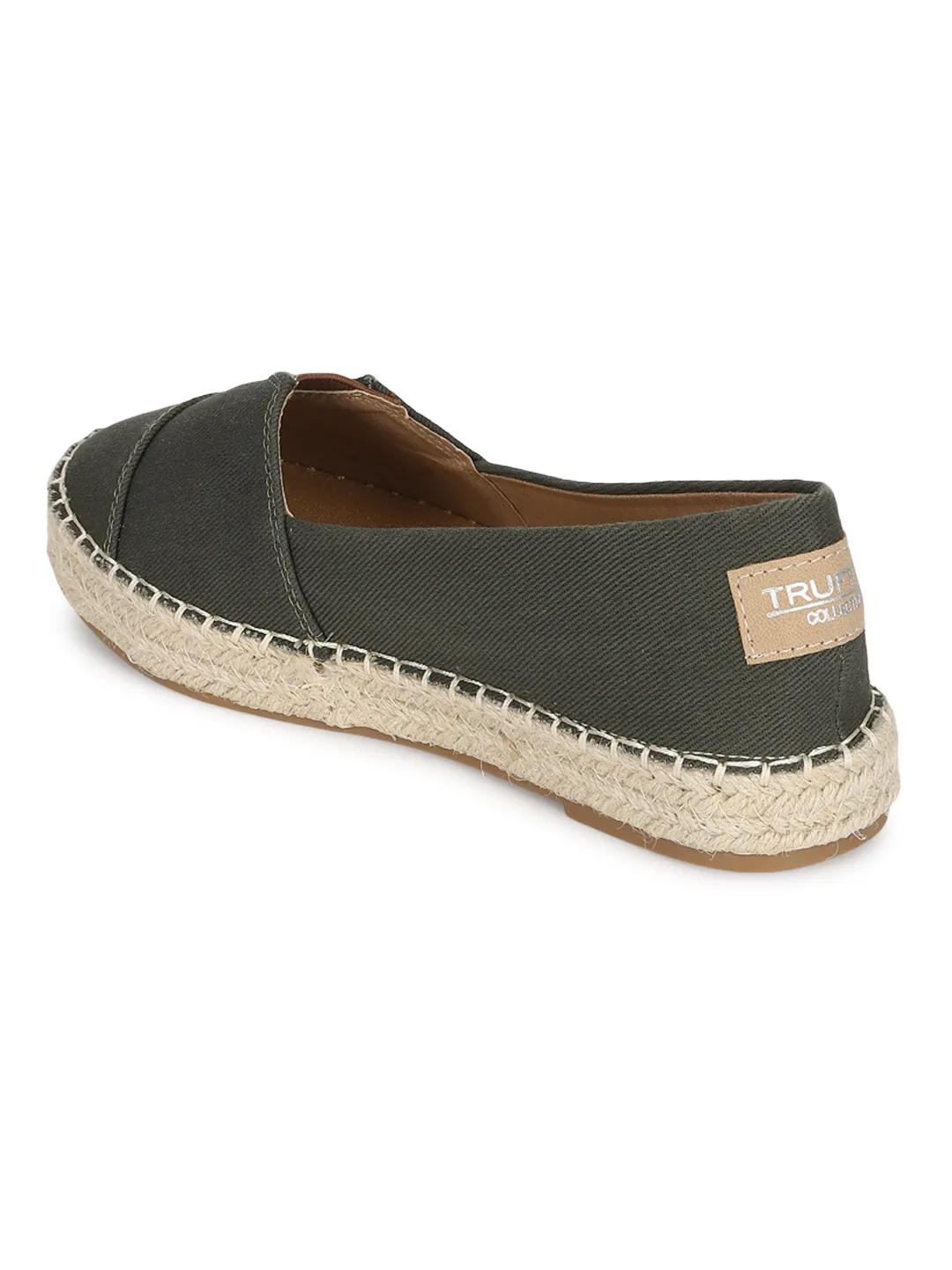 Green Canvas Espadrille With Contrast Jute Sole Loafers (TC-RS3660-GRN)