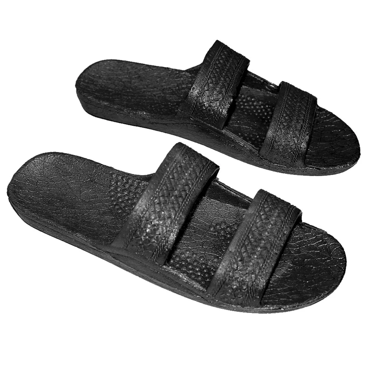 Hawaii Black Sandal | Open Toe Double Strap Hawaiian Slides