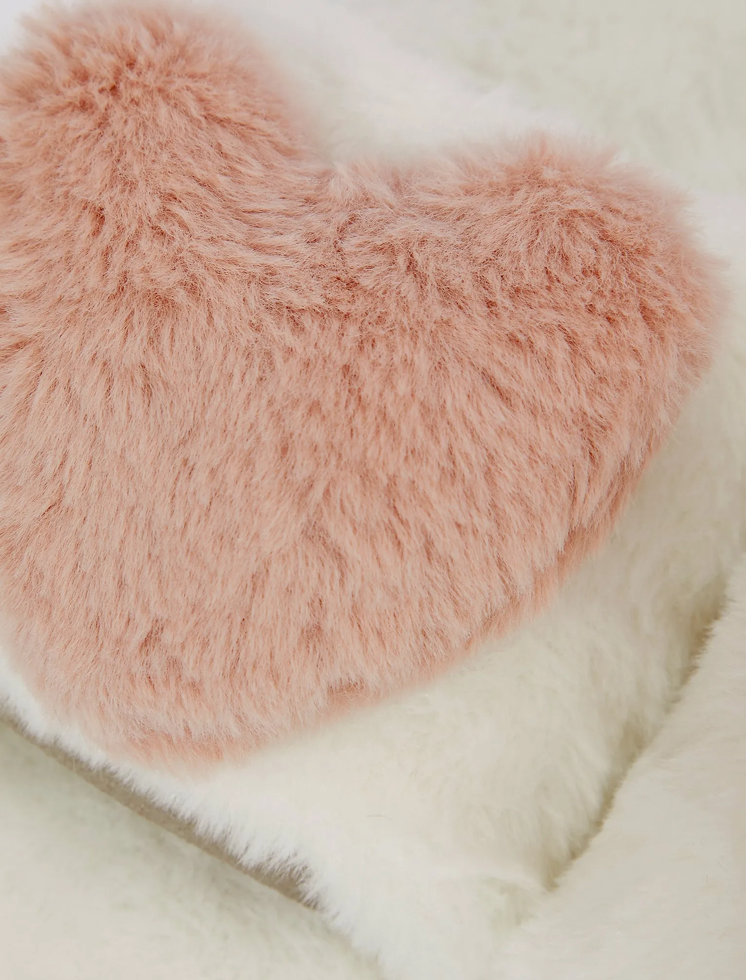 Heart Faux Fur Open Toe Slippers with Faux Fur Lining in Cream - Tokyo Laundry