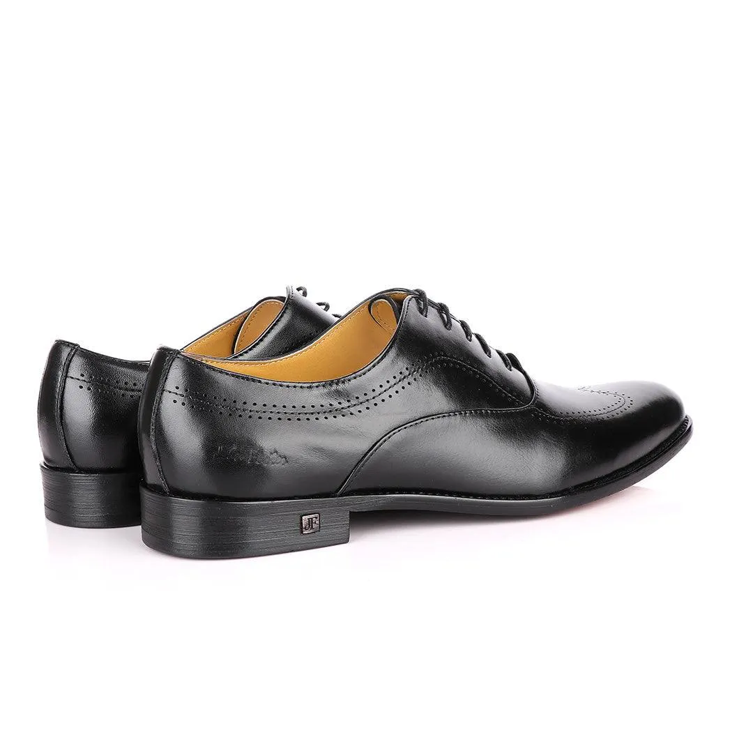 John Foster Black Derby Lace Up Brogues Shoes