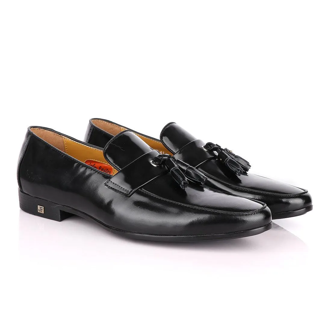 John Foster Black slip-on welted tassel loafers Shoe