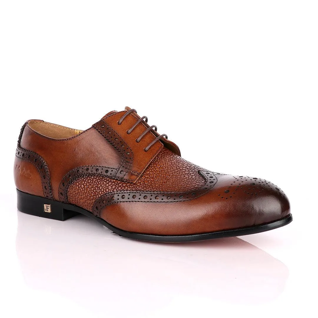 John Foster Coffee Half Croc Oxford Brogues Shoe